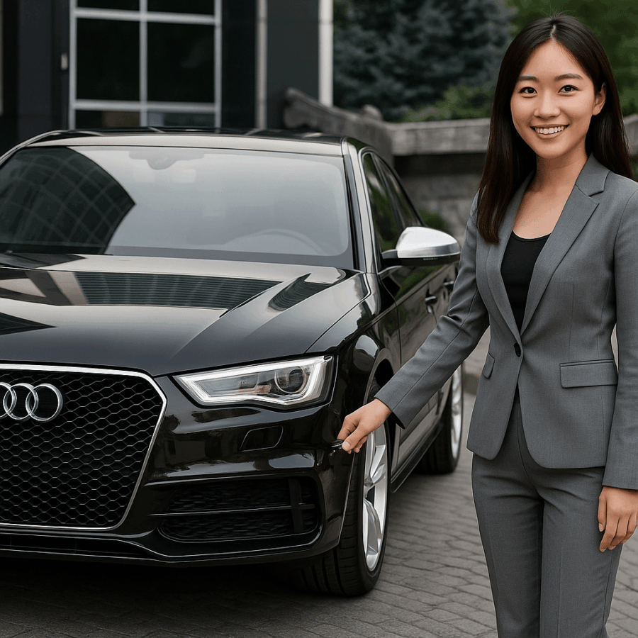 audiに乗る上品な女性